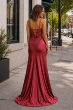 Sheath Black Long Appliques Evening Dress - Curvevia