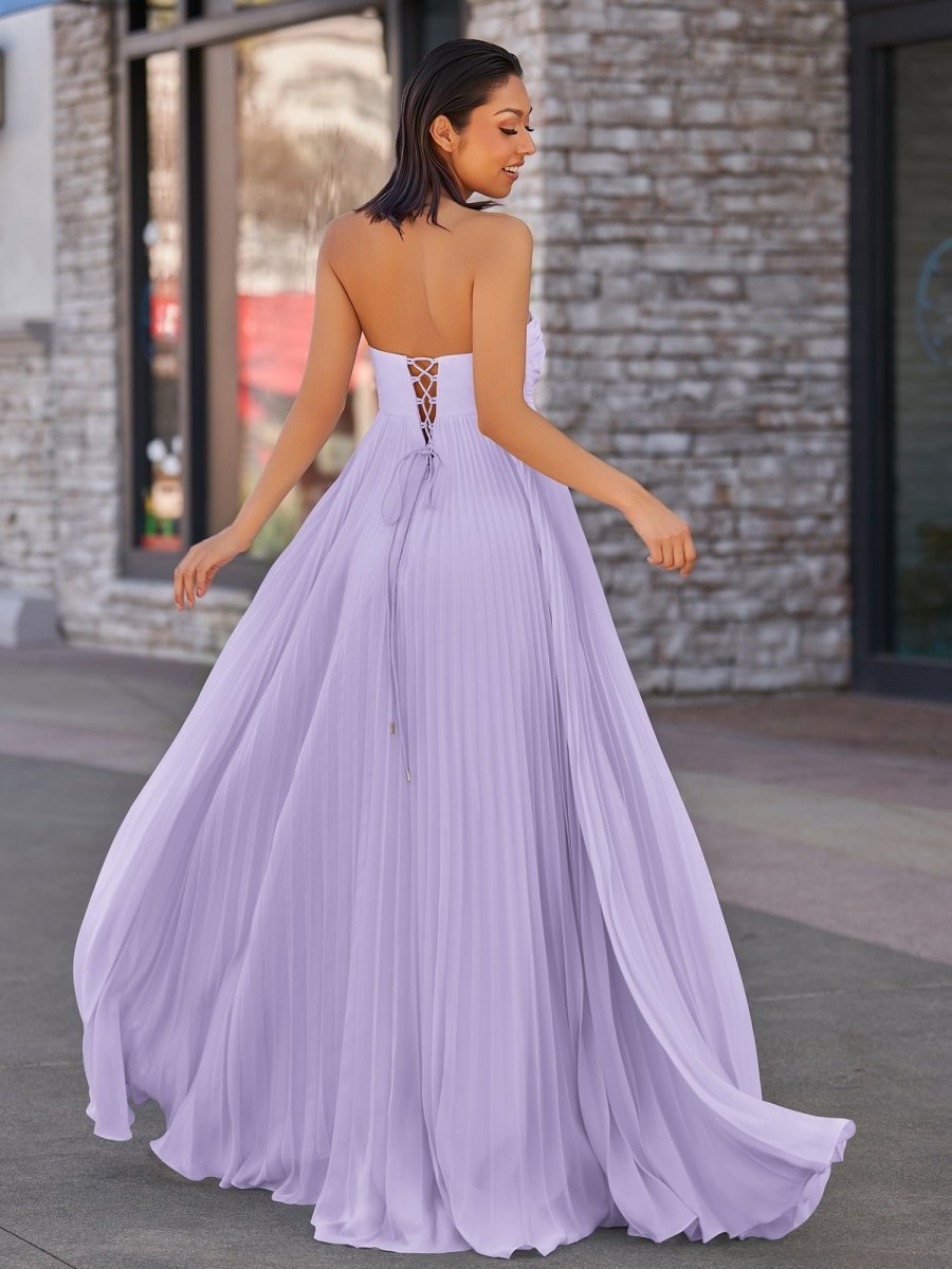 A Line Light Pink Sweetheart Chiffon Long Prom Dress - Curvevia