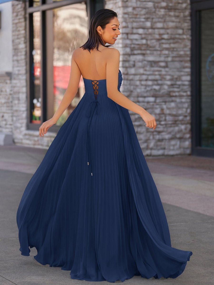 A Line Light Pink Sweetheart Chiffon Long Prom Dress - Curvevia