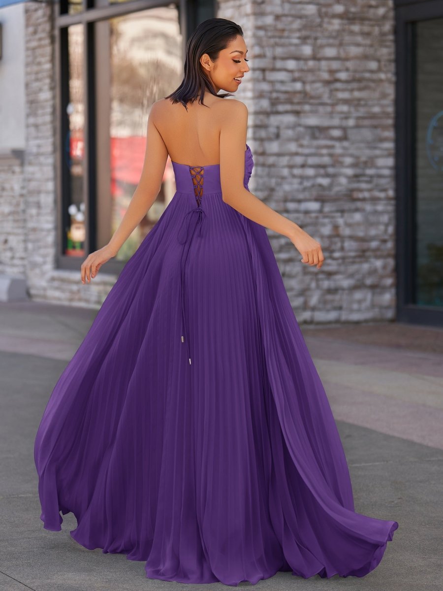 A Line Light Pink Sweetheart Chiffon Long Prom Dress - Curvevia