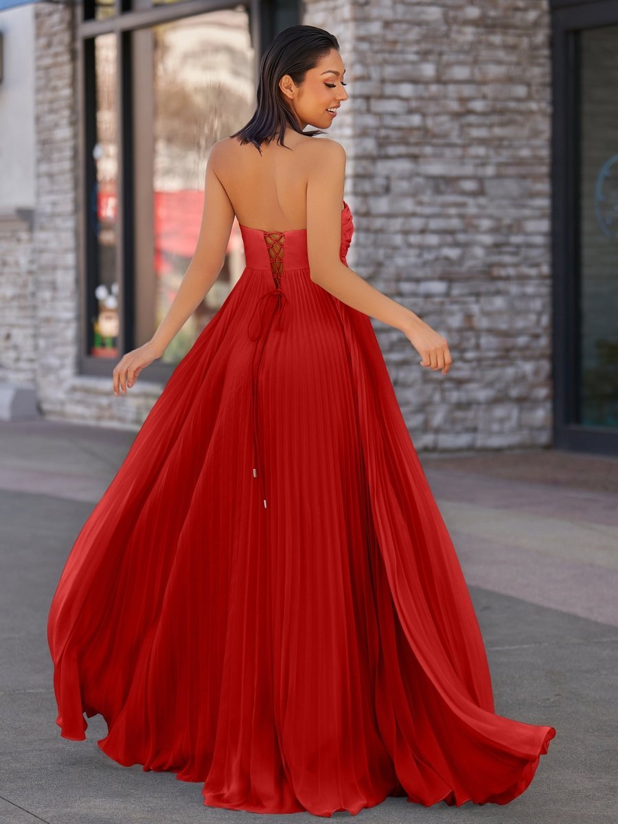 A Line Light Pink Sweetheart Chiffon Long Prom Dress - Curvevia
