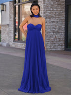 A Line Light Pink Sweetheart Chiffon Long Prom Dress - Curvevia