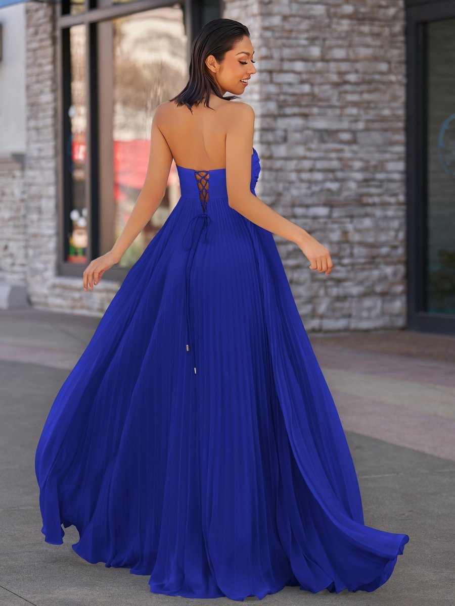 A Line Light Pink Sweetheart Chiffon Long Prom Dress - Curvevia