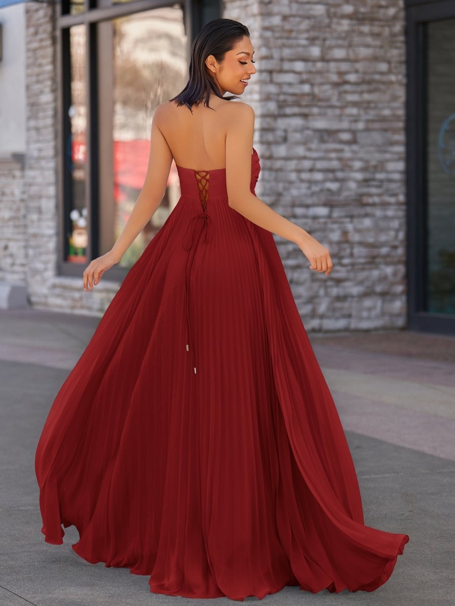 A Line Light Pink Sweetheart Chiffon Long Prom Dress - Curvevia