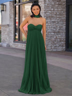 A Line Light Pink Sweetheart Chiffon Long Prom Dress - Curvevia