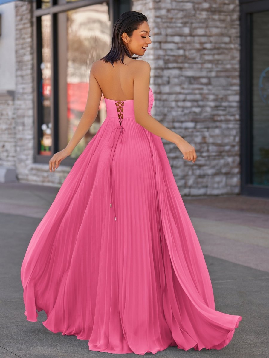 A Line Light Pink Sweetheart Chiffon Long Prom Dress - Curvevia