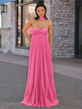 A Line Light Pink Sweetheart Chiffon Long Prom Dress - Curvevia