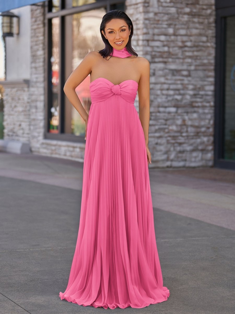 A Line Light Pink Sweetheart Chiffon Long Prom Dress - Curvevia