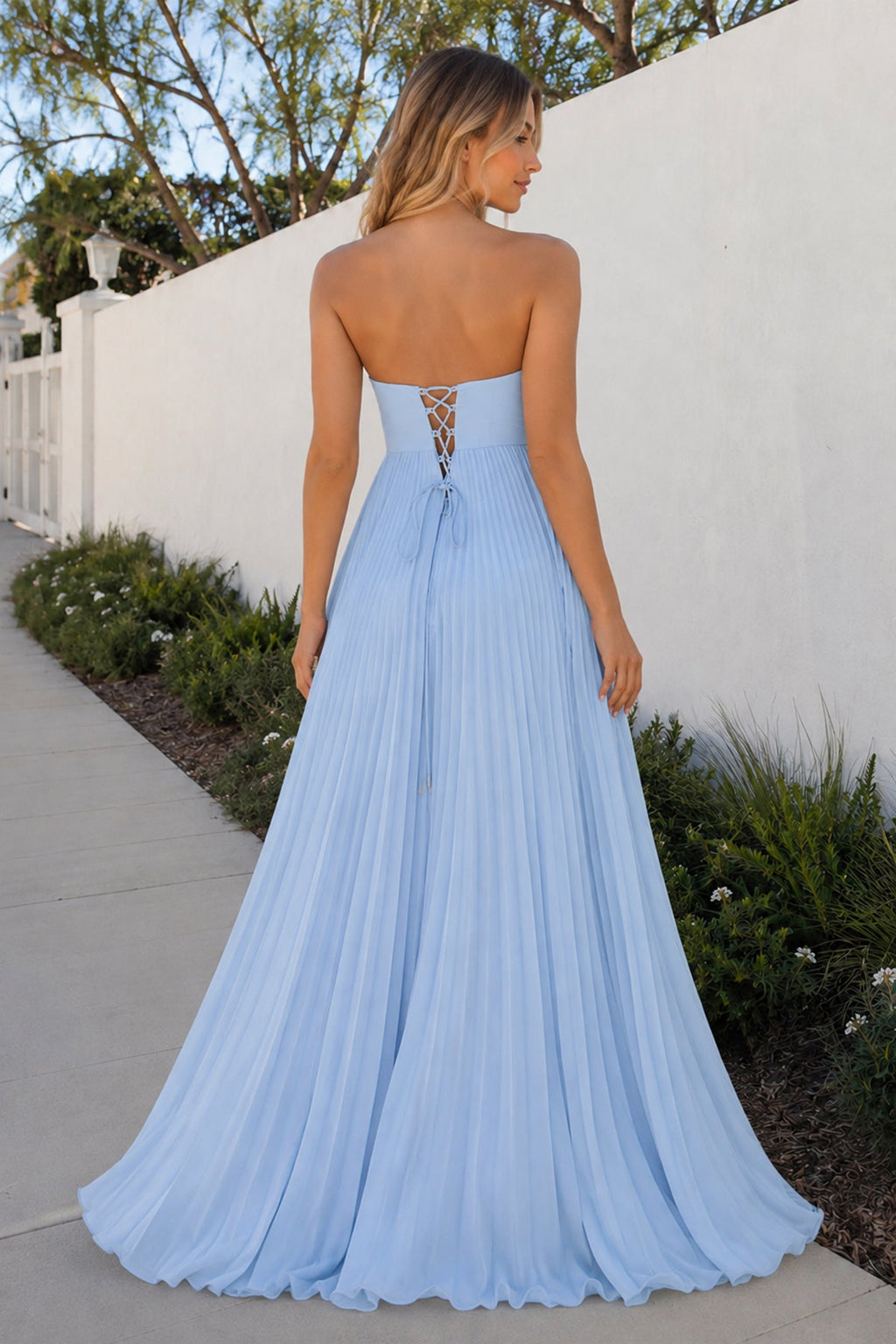 A Line Light Pink Sweetheart Chiffon Long Prom Dress - Curvevia