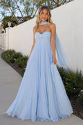 A Line Light Pink Sweetheart Chiffon Long Prom Dress - Curvevia