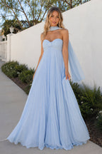 A Line Light Pink Sweetheart Chiffon Long Prom Dress - Curvevia