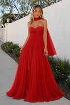 A Line Light Pink Sweetheart Chiffon Long Prom Dress - Curvevia