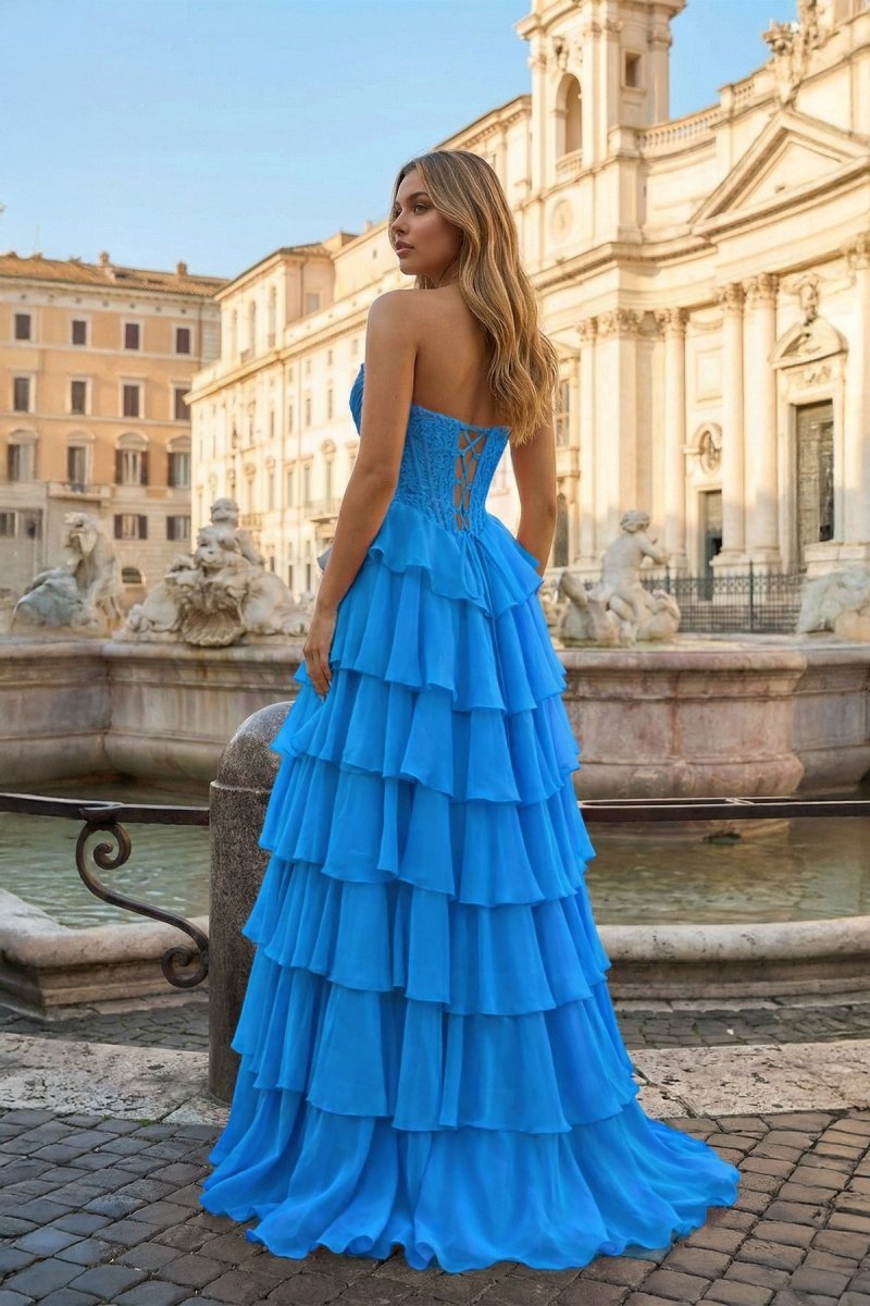 Pink Sweetheart A Line Chiffon Ruffled Wedding Guest Dress With Appliques - Curvevia