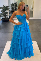 Pink Sweetheart A Line Chiffon Ruffled Wedding Guest Dress With Appliques - Curvevia