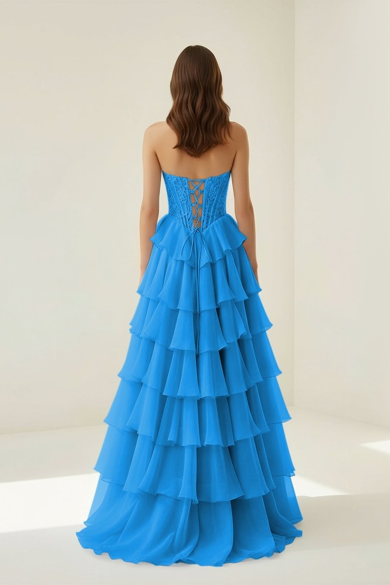 Pink Sweetheart A Line Chiffon Ruffled Wedding Guest Dress With Appliques - Curvevia