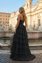 Pink Sweetheart A Line Chiffon Ruffled Wedding Guest Dress With Appliques - Curvevia