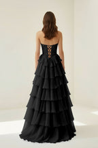 Pink Sweetheart A Line Chiffon Ruffled Wedding Guest Dress With Appliques - Curvevia
