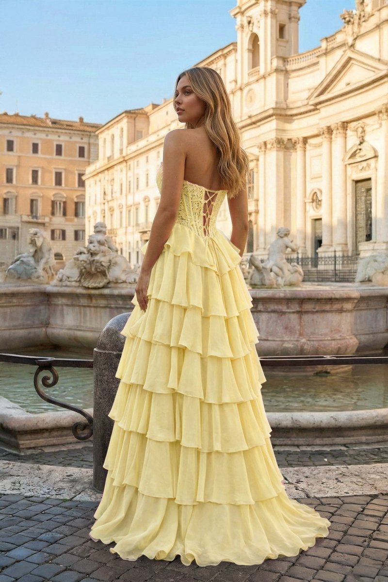 Pink Sweetheart A Line Chiffon Ruffled Wedding Guest Dress With Appliques - Curvevia
