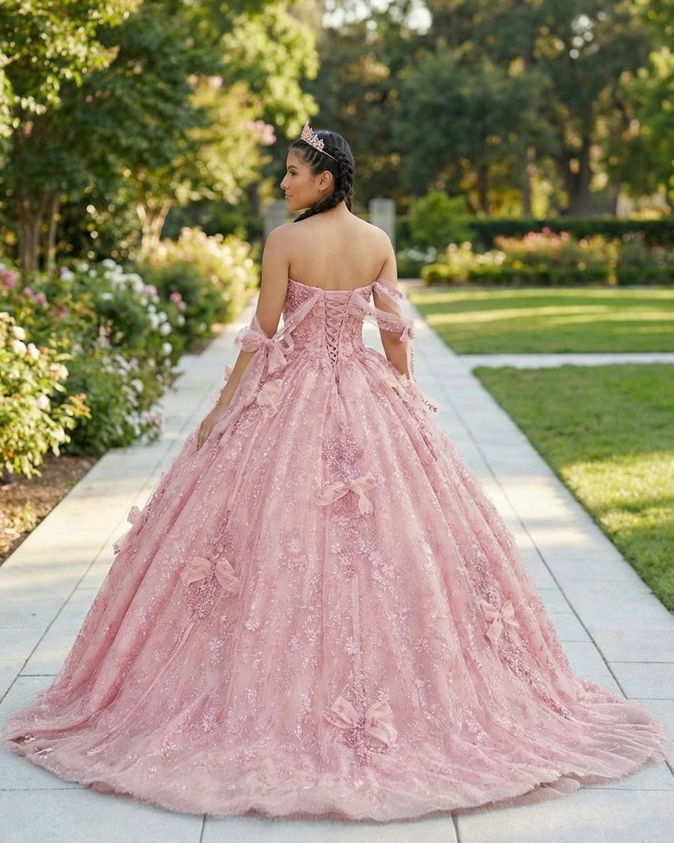 Romantic Pink Beading Quinceanera Dress Sequined Sleeveless with Bowknot - Curvevia