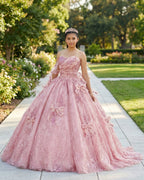 Romantic Pink Beading Quinceanera Dress Sequined Sleeveless with Bowknot - Curvevia