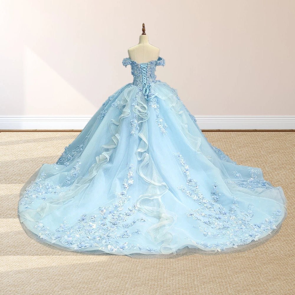 Romantic Sleeveless Beading Quinceanera Dresses with 3D Flower Appliques - Curvevia