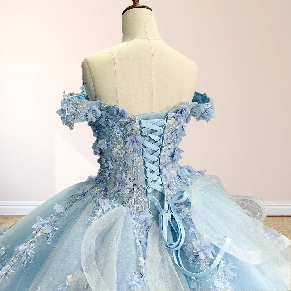 Romantic Sleeveless Beading Quinceanera Dresses with 3D Flower Appliques - Curvevia