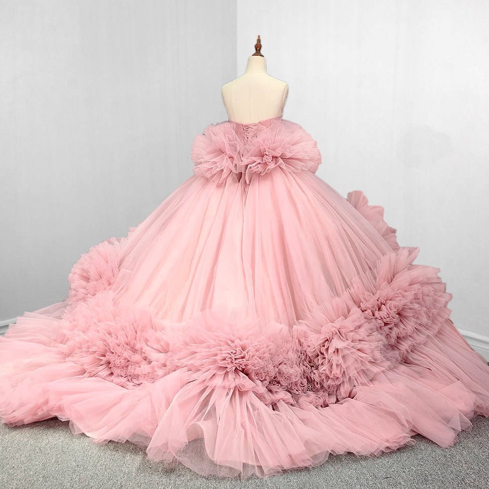 Pink Strapless Sleeveless Ball Gown Corset Quinceanera Dresses - Curvevia