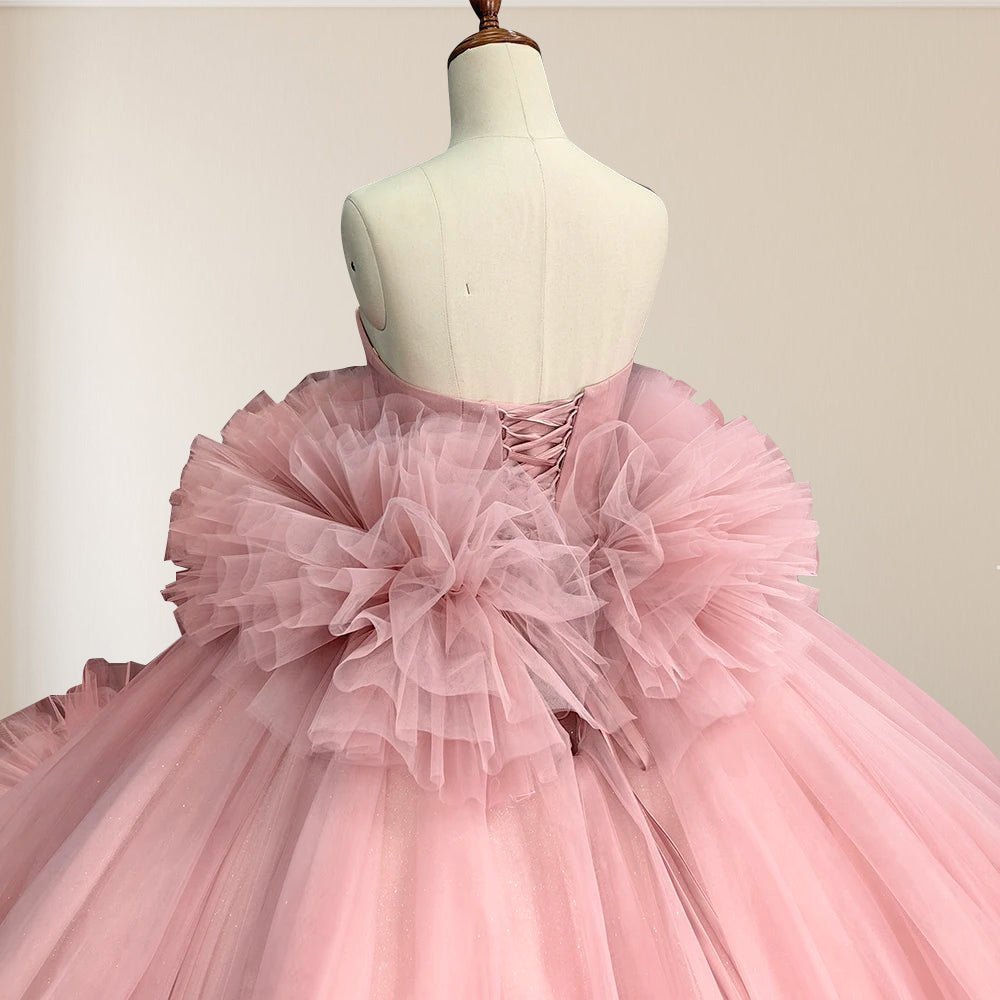 Pink Strapless Sleeveless Ball Gown Corset Quinceanera Dresses - Curvevia