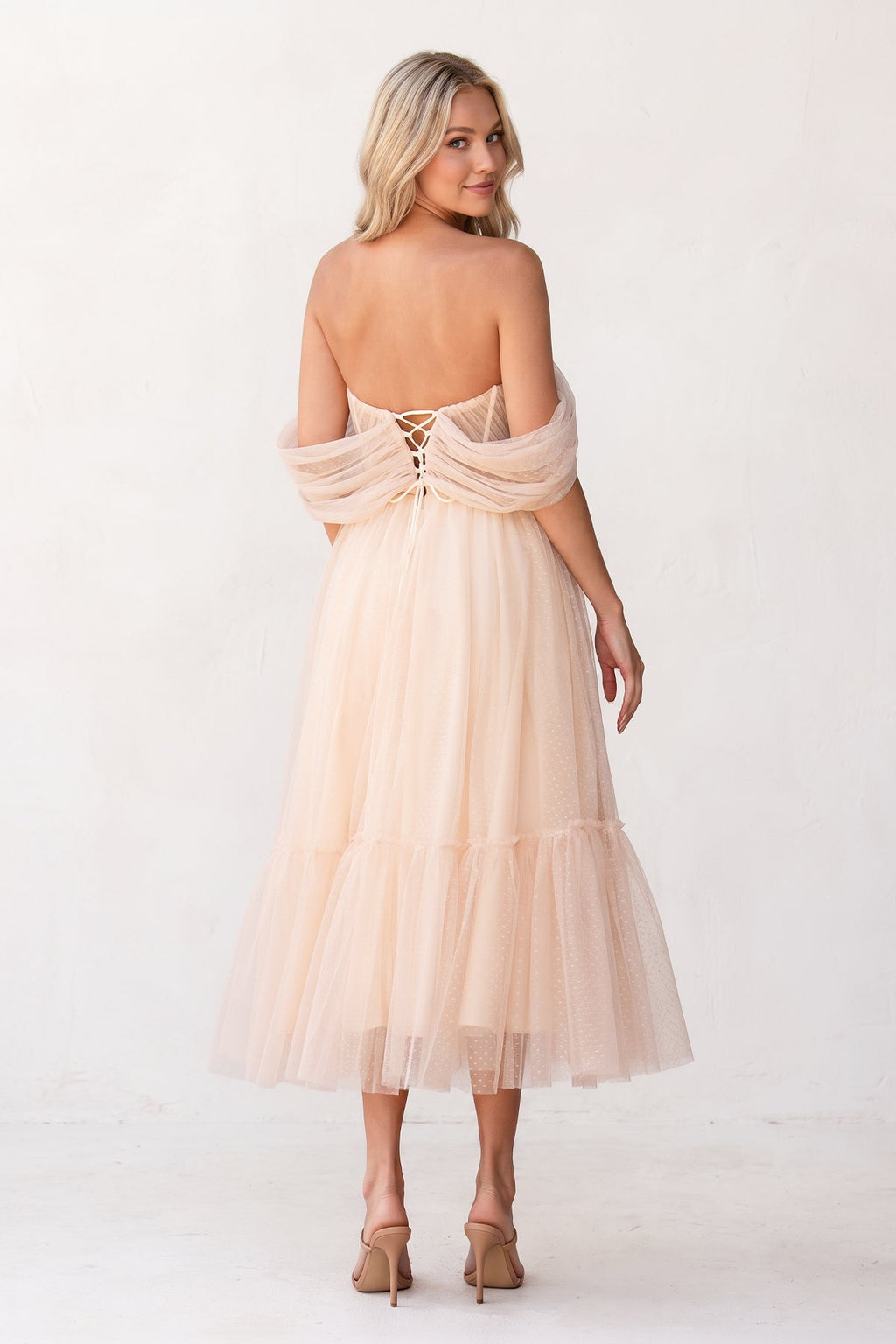 A-Line Tulle Sweetheart Tea-Length Wedding Guest Dress - Curvevia