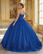 Red 3D Flowers Glitter Sequins Sleeveless Quinceanera Dresses - Curvevia