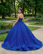 Royal Blue Ball Gown Halter Sleeveless Quinceanera Dress - Curvevia