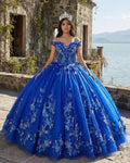 Royal Blue Ball-Gown Off-the-Shoulder Quinceanera Dresses with Appliques - Curvevia