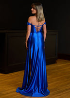 Mermaid Satin Long Prom Dress with Slit - Curvevia