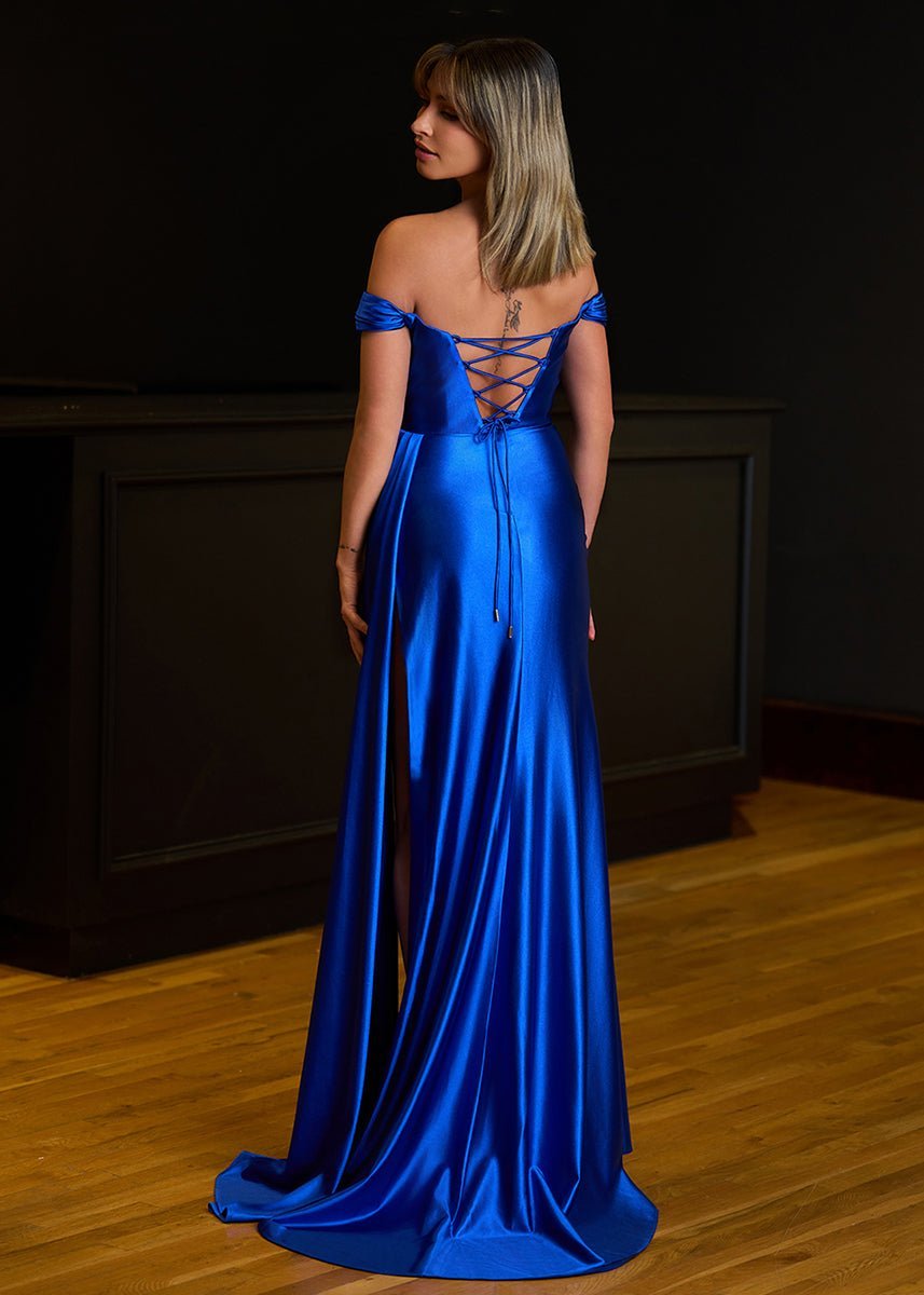 Mermaid Satin Long Prom Dress with Slit - Curvevia