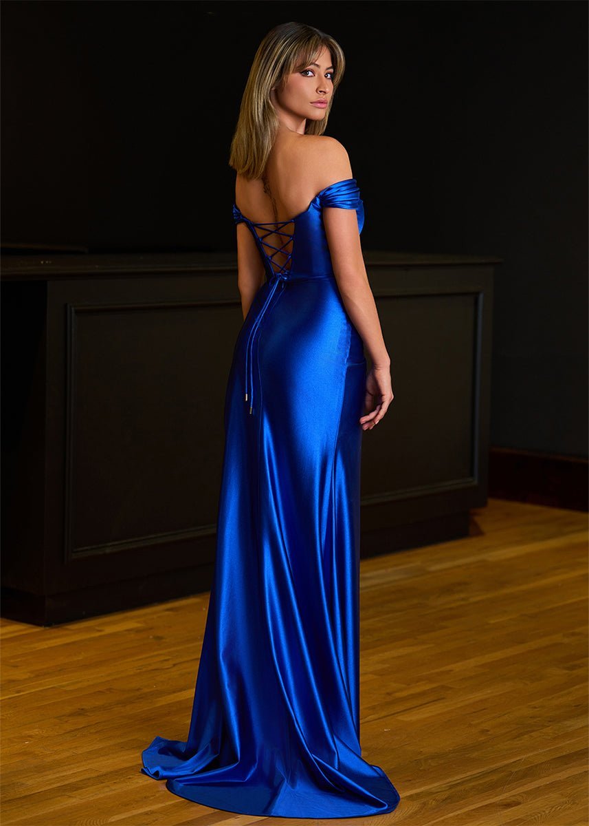 Mermaid Satin Long Prom Dress with Slit - Curvevia