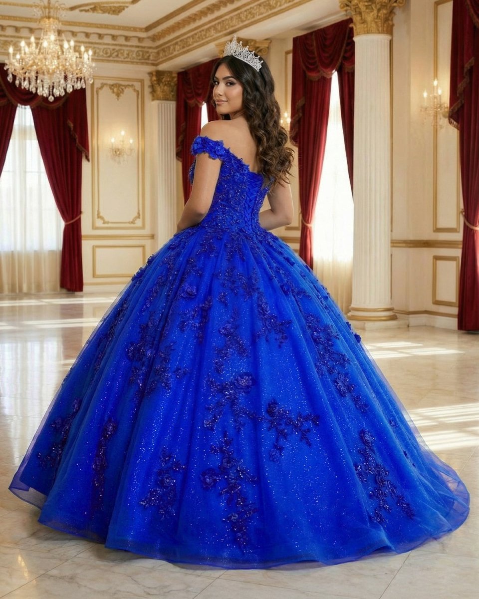 Royal Blue Off the Shoulder Puffy Quinceanera Dresses - Curvevia