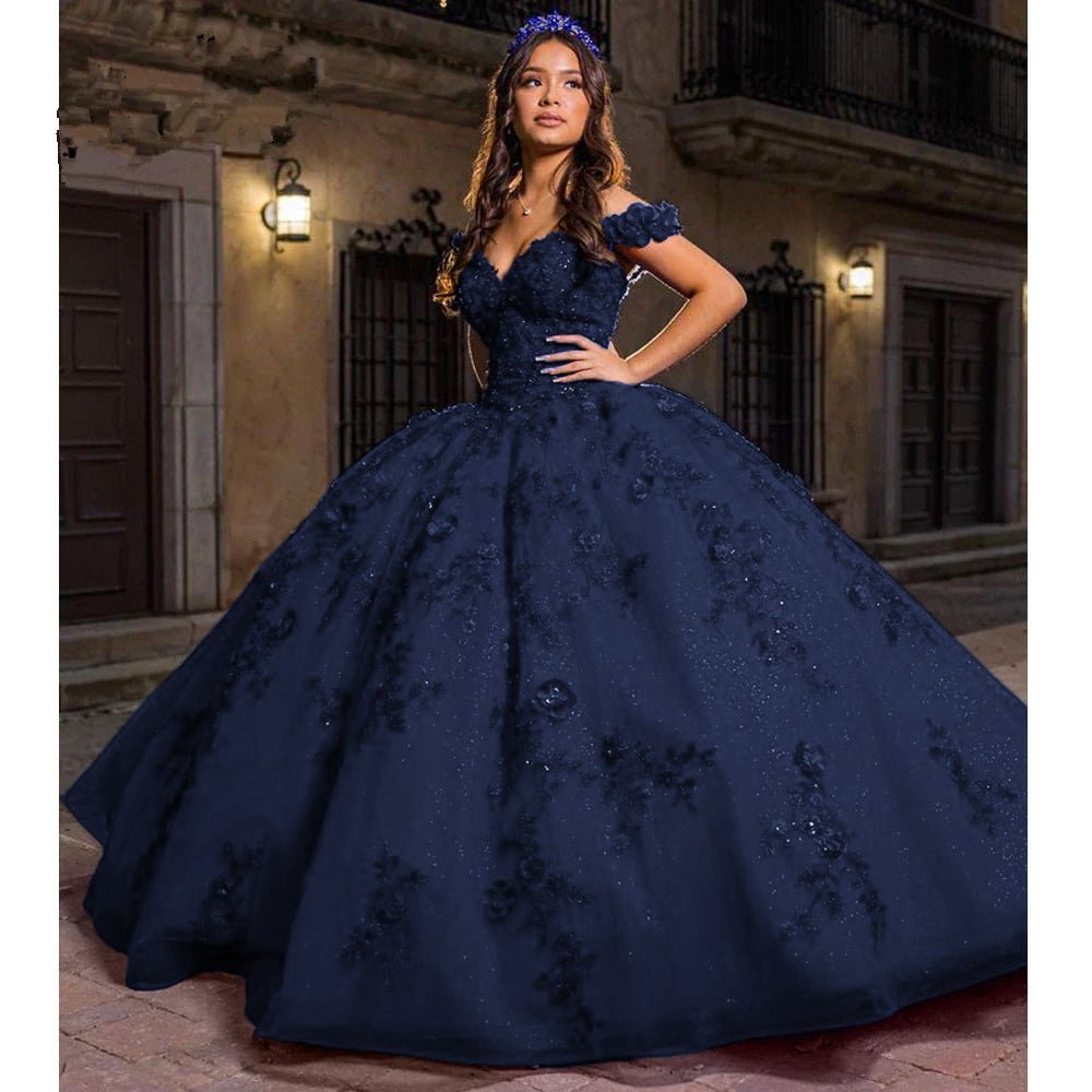 Royal Blue Off the Shoulder Puffy Quinceanera Dresses - Curvevia