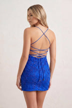 Sheath Spaghetti Straps Lace Short Homecoming Dresses - Curvevia