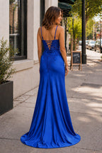 Sheath Black Long Appliques Evening Dress - Curvevia