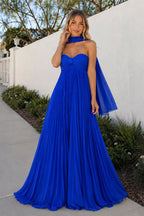 A Line Light Pink Sweetheart Chiffon Long Prom Dress - Curvevia
