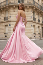 Mermaid Scoop Neck Orange Slit Long Prom Dress - Curvevia