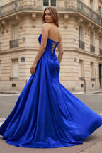 Mermaid Scoop Neck Orange Slit Long Prom Dress - Curvevia