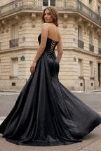 Mermaid Scoop Neck Orange Slit Long Prom Dress - Curvevia