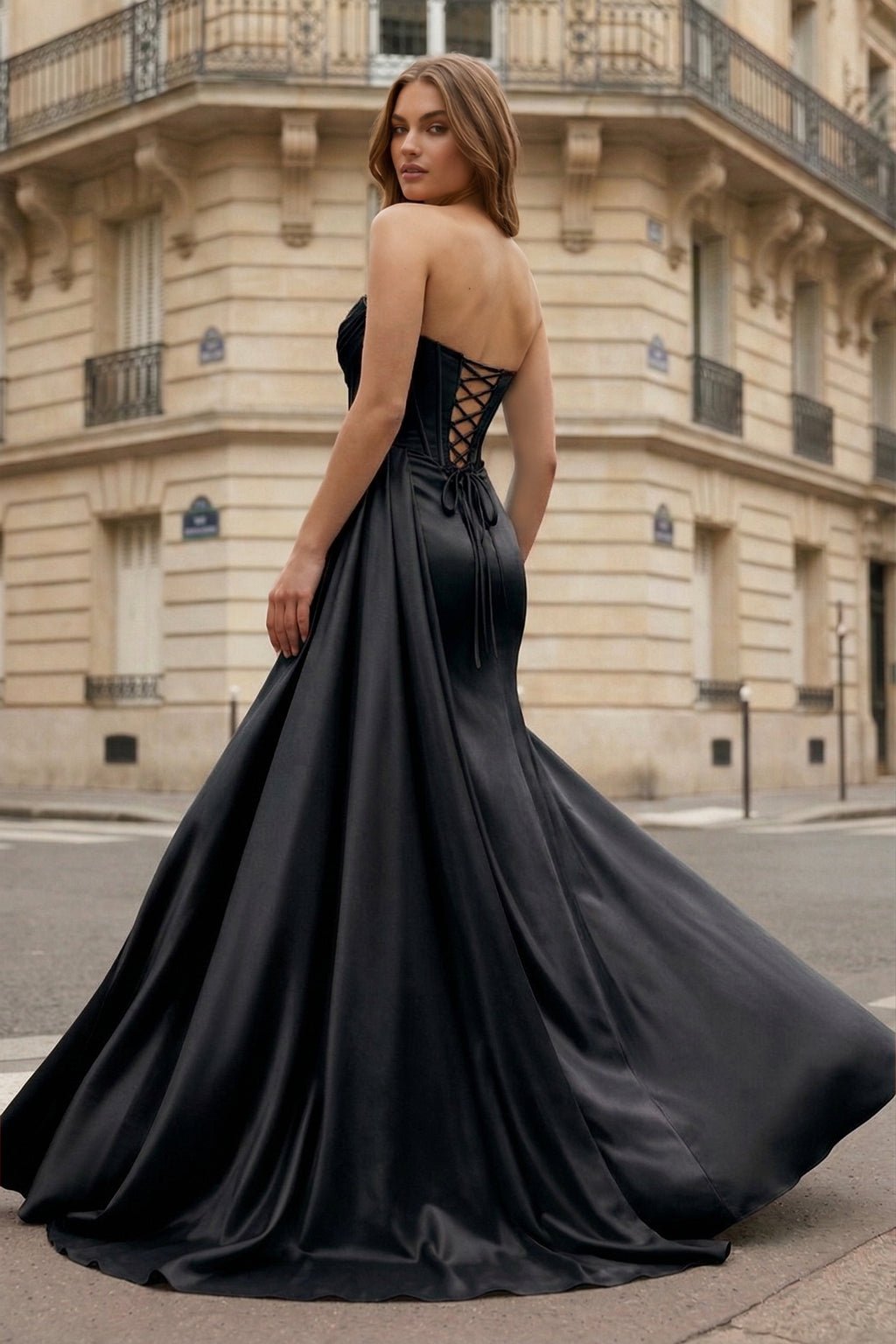 Mermaid Scoop Neck Orange Slit Long Prom Dress - Curvevia