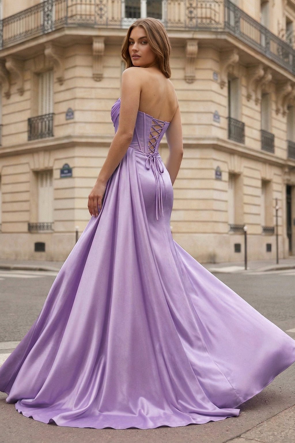Mermaid Scoop Neck Orange Slit Long Prom Dress - Curvevia