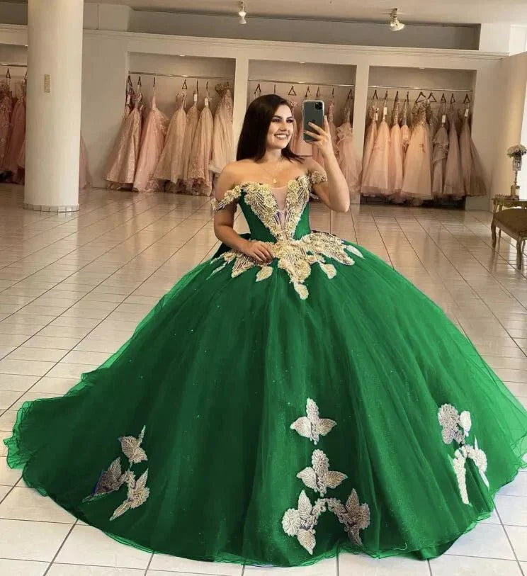 Royal Blue Off the Shoulder Quinceanera Dresses with Appliques - Curvevia