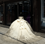 Pink Ball Gown Tulle Off-the-Shoulder Quinceanera Dress with Sequins - Curvevia