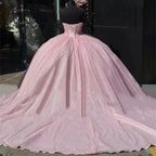 Sweetheart Pink Ball Gown Birthday Quinceanera Dresses - Curvevia