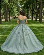 Sage Green Ball-Gown Off-the-Shoulder Quinceanera Dresses - Curvevia