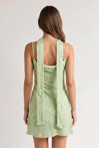 Red Jacquard Chiffon Cami Straps Sheath Homecoming Dress with Scarf - Curvevia